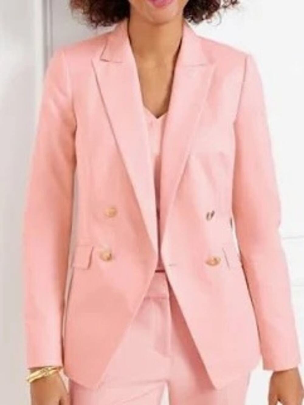 NWT Talbots Plus Textured Double Breasted Blazer Corporate Pink Pastel Women 14W